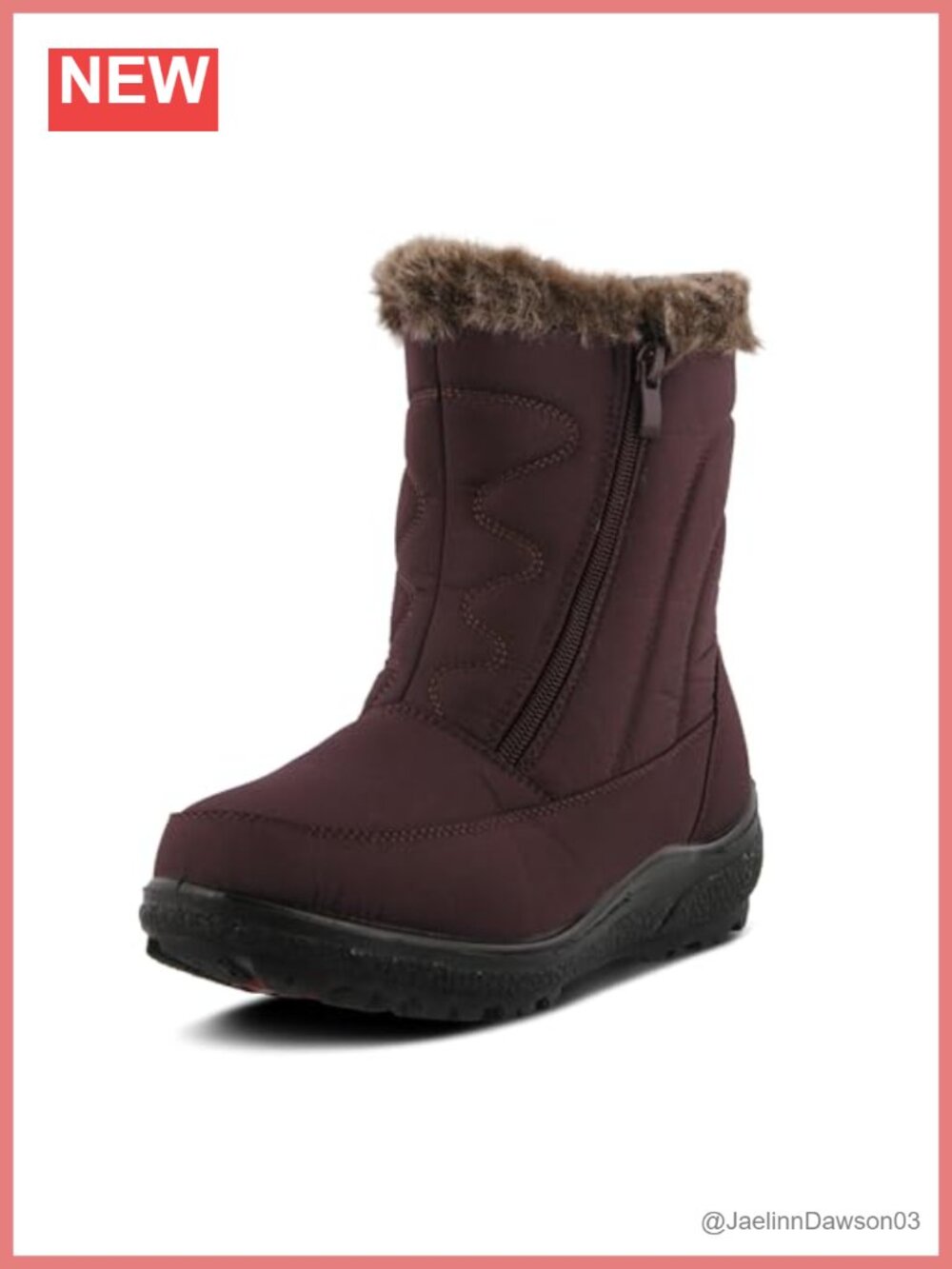 Waterproof Nylon Mid-Calf Snow Boots with Faux Fur and Dual Zippers